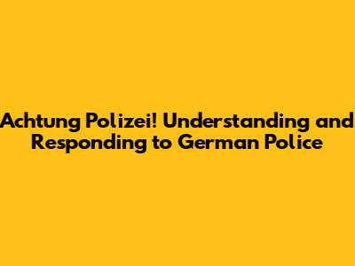 Achtung Polizei! Understanding and Responding to German Police