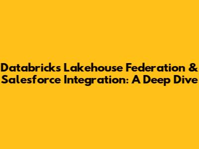 Databricks Lakehouse Federation & Salesforce Integration: A Deep Dive