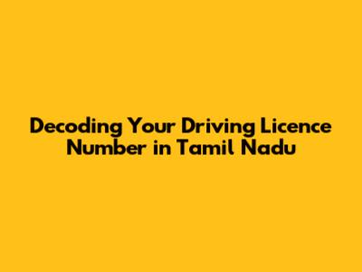Decoding Your Driving Licence Number in Tamil Nadu