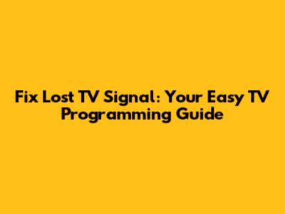 Fix Lost TV Signal: Your Easy TV Programming Guide