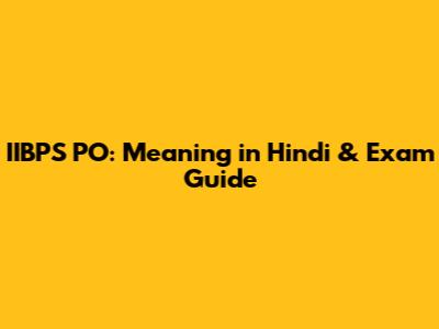 IIBPS PO: Meaning in Hindi & Exam Guide