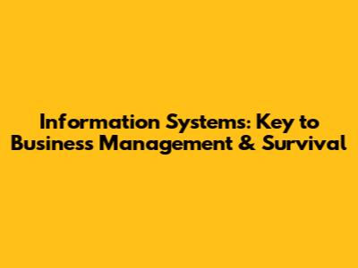 Information Systems: Key to Business Management & Survival
