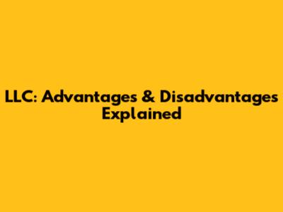 LLC: Advantages & Disadvantages Explained