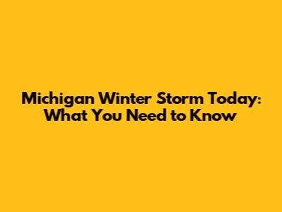 Michigan Winter Storm Today: What You Need to Know