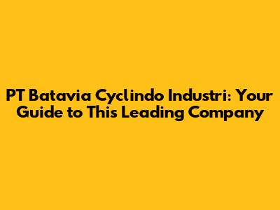PT Batavia Cyclindo Industri: Your Guide to This Leading Company