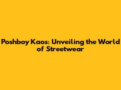 Poshboy Kaos: Unveiling the World of Streetwear