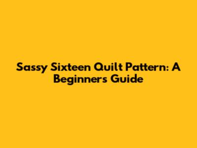 Sassy Sixteen Quilt Pattern: A Beginner's Guide
