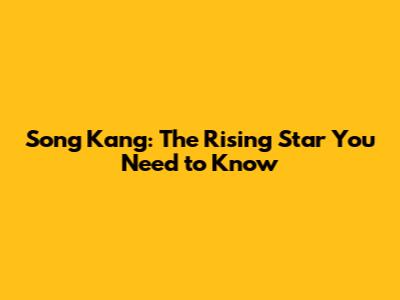 Song Kang: The Rising Star You Need to Know