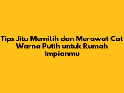 Tips Jitu Memilih dan Merawat Cat Warna Putih untuk Rumah Impianmu