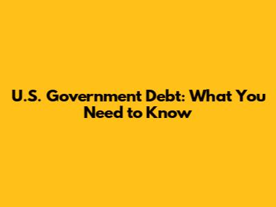 U.S. Government Debt: What You Need to Know