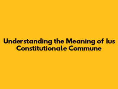 Understanding the Meaning of 'Ius Constitutionale Commune'