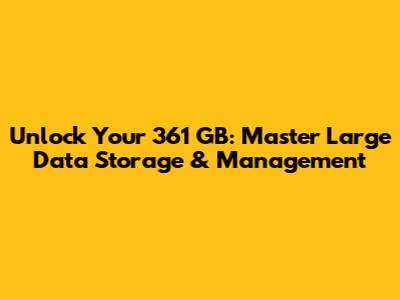 Unlock Your 361 GB: Master Large Data Storage & Management